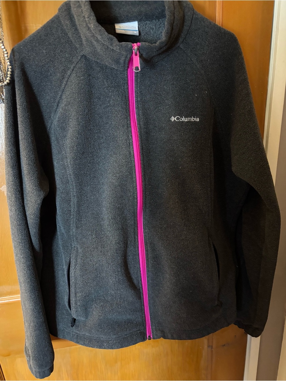 Columbia Black Fleece Jacket with Pink Zip